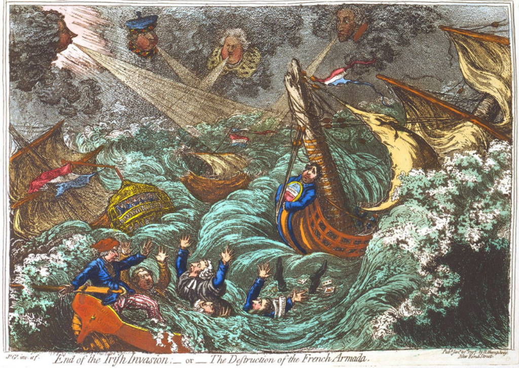 James Gillray, End of the Irish Invasion ; — or — the Destruction of the French Armada, 1797.